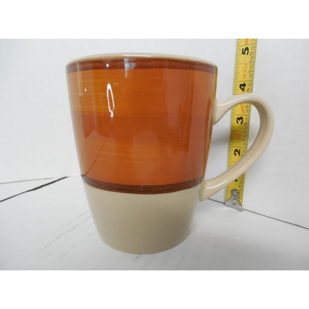 Royal Norfolk Mambo Coffee Mug / Color Block Stoneware Tan/Brn/Rust 12 oz